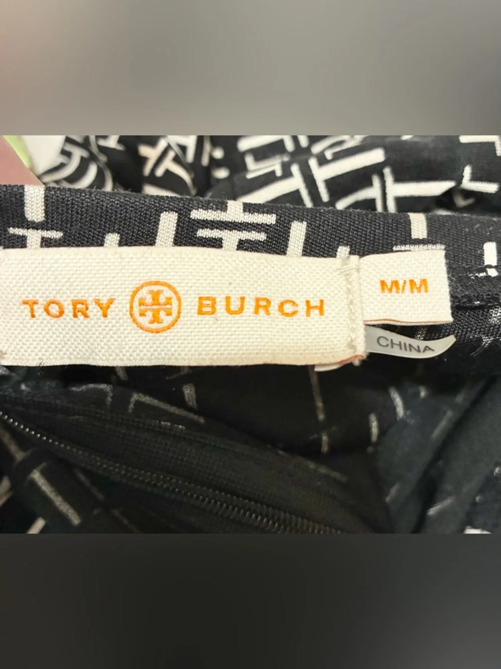 Tory Burch 100% Silk Retro Monogram  Dress Sz M Stretch Party Office